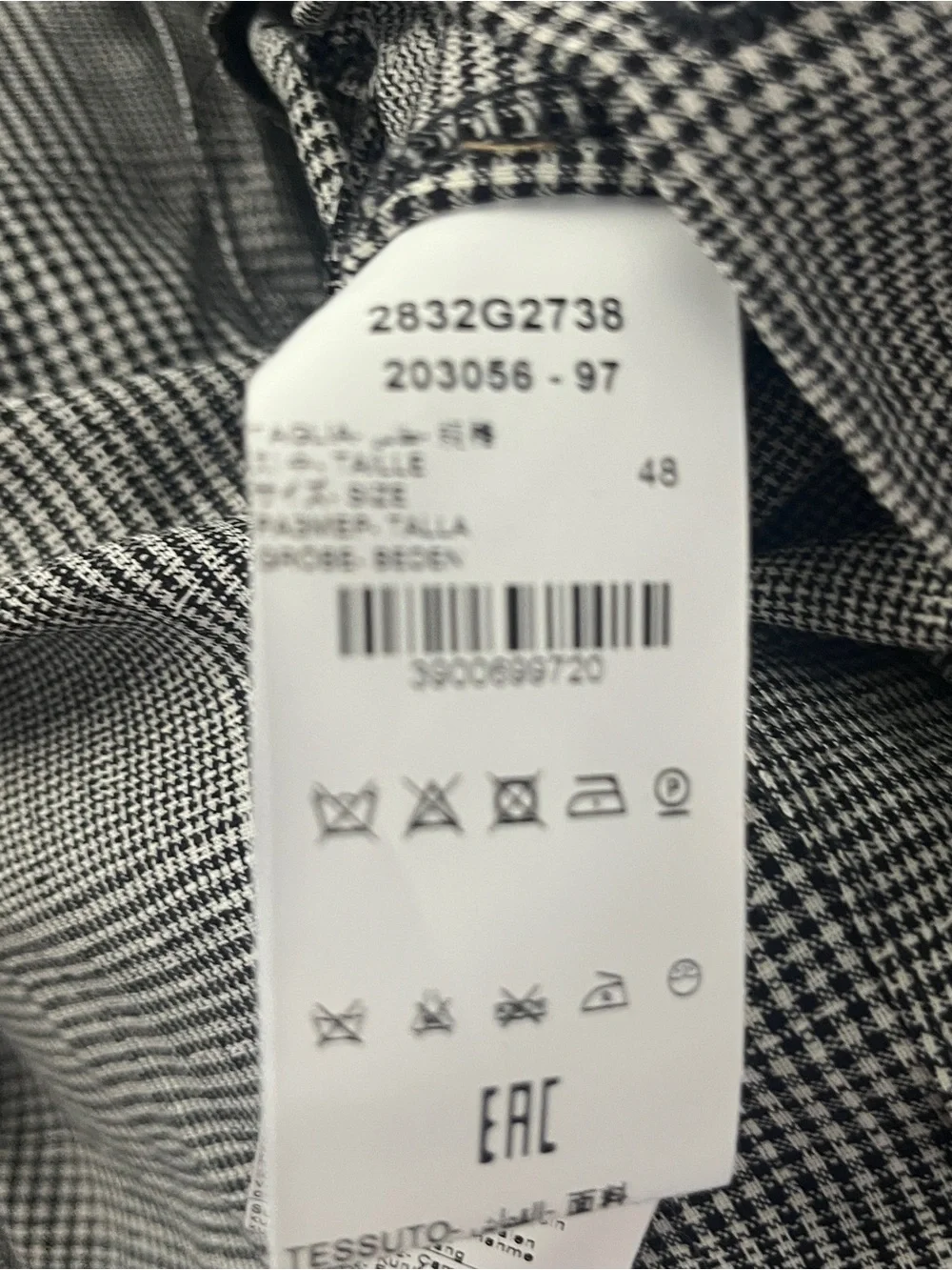 Manuel Ritz Black & Gray Glen Plaid Double-Breasted Blazer